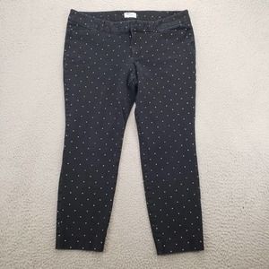 Old Navy Pants Womens 14 Black Polkadot The Diva Mid Rise‎ Tapered Leg Pockets